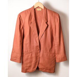 Vintage FINITY Women's Rust Color Blazer Jacket Lined Size 4 100% Linen